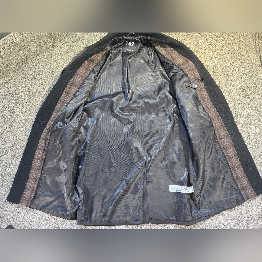 Zara Oversized Black Blazer Style Coat Duel Fabric Size Medium Womens EUC - Picture 5 of 11